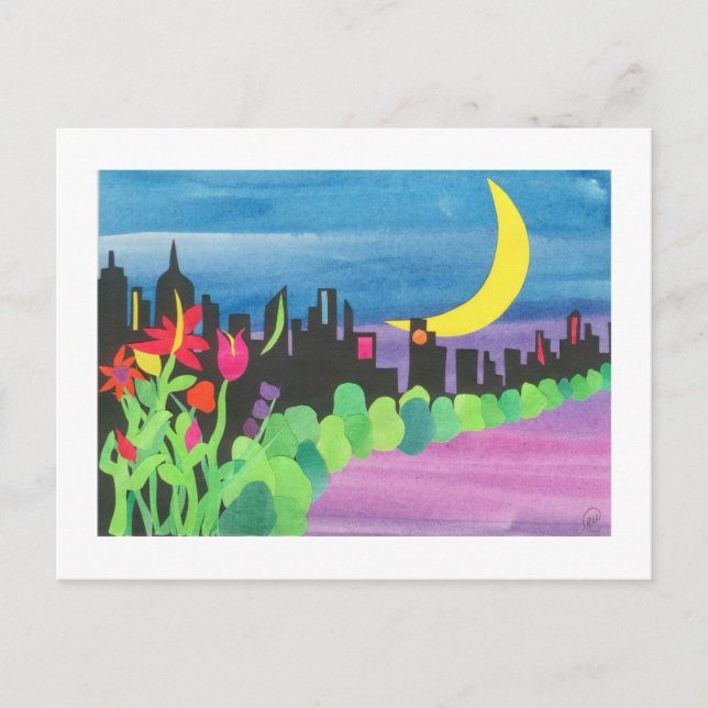 Grönt NYC vid Natten II 07-09 Vykort (Framsida)