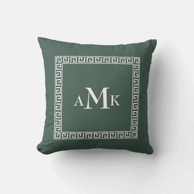 Grönt Nyckel | Monogrammad Dekorativ kudde (Framsida)