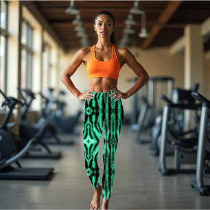 Grönt: nytiger rand - mönster leggings