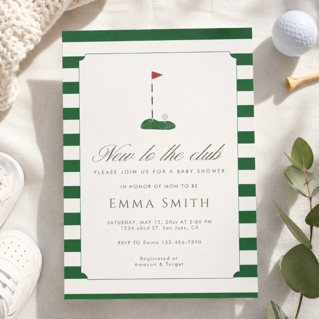 Grönt Nytt för Klubben Golf Baby Shower Inbjudningar (Skapare uppladdad)