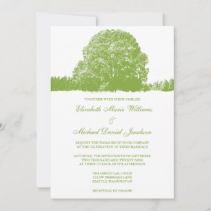 Grönt Oak Träd Fall Wedding Inbjudningar
