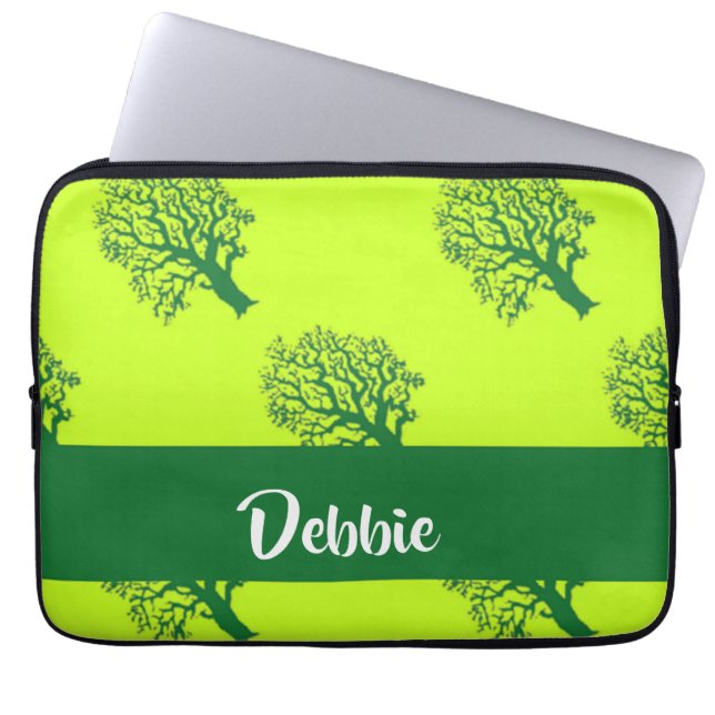 Grönt oaktree mönster laptop fodral (Framsidan)