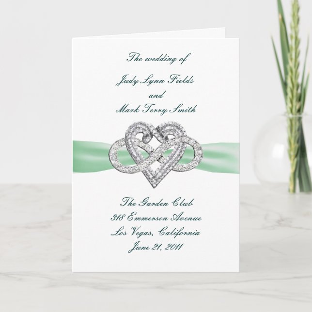 Grönt Oändlighet Hjärtprogramkort Program (Framsida)