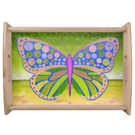 Grönt Ocean Butterfly-serveringsfack Frukostbricka