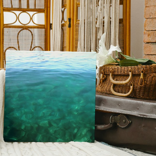 Grönt och Abstrakt av myntverket i oceanen Canvastryck (Skapare uppladdad)