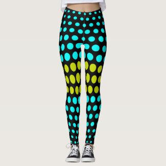 Grönt och akvamarint prickmönster leggings