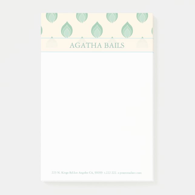 Grönt- och Beige Abstrakt Flowers Post-it Block (Framsida)