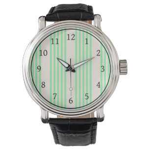 Grönt och beige fem rand mönster armbandsur