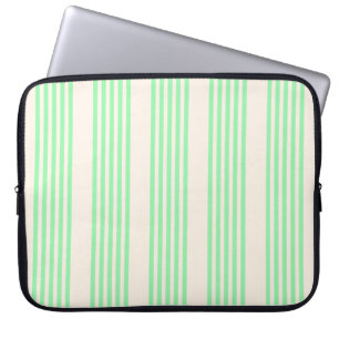 Grönt och beige fem rand mönster laptop fodral