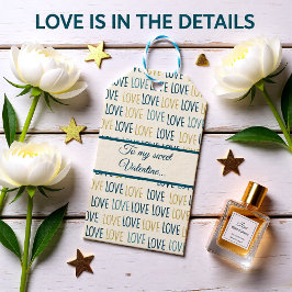 Grönt och Beige Loving Hearts Presentetikett