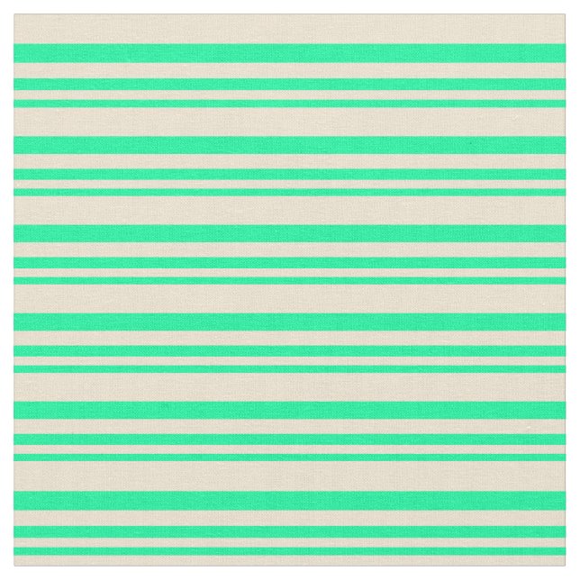 Grönt och Beige Stripe Mönster Tyg (Närbild)