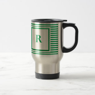 Grönt och Beige Stripe R monogram Resemugg