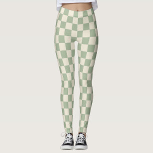 Grönt och Benvit kontrollpanel Leggings