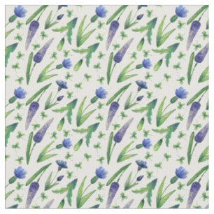 Grönt och blå Blommigt Tyg