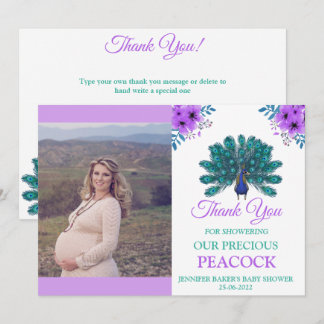 Grönt och blå husdjur | Lila Watercolor Flowers Tack Kort