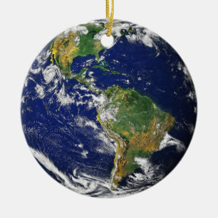 Grönt och blå jord julgransprydnad keramik