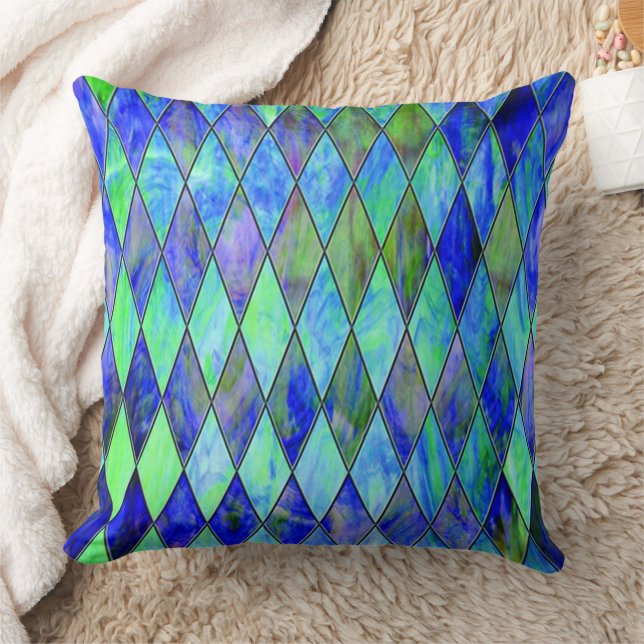 Grönt och blå kudde (Filt)