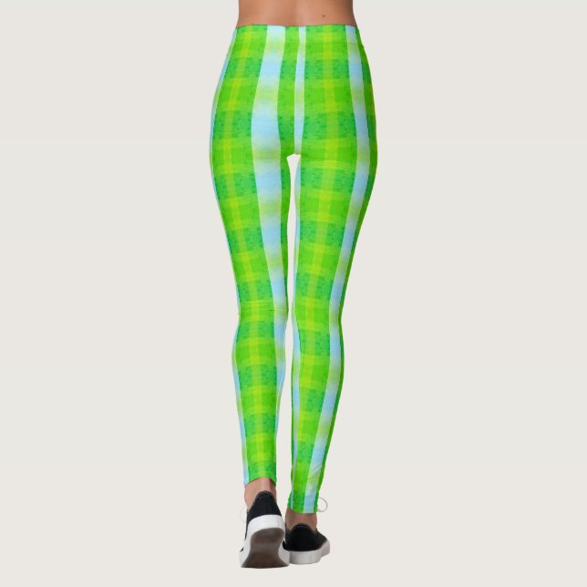 Grönt och blå modernt beslag leggings (Baksida)