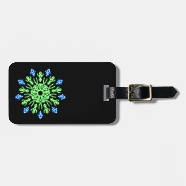 Grönt och blå neonblomma bagagebricka (Horisontell Framsida)