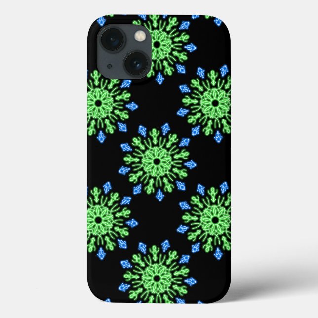 Grönt och blå neonblomma Fodral-Mate iphone case (Baksida)