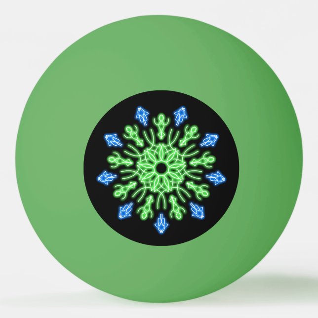 Grönt och blå neonblomma pingisboll (Framsidan)
