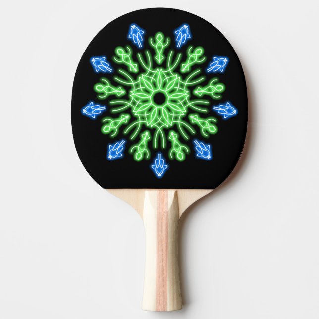 Grönt och blå neonblomma pingisracket (Framsidan)