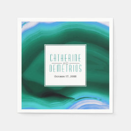 Grönt och blåa skiva och ram bröllop pappersservett