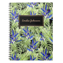 Grönt och blåa tropiska växter anteckningsbok