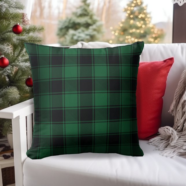 Grönt och Black Buffalo Tartan Play Kudde (Green and Black Buffalo Tartan Plaid Throw Pillow for your Christmas Holiday Decor)