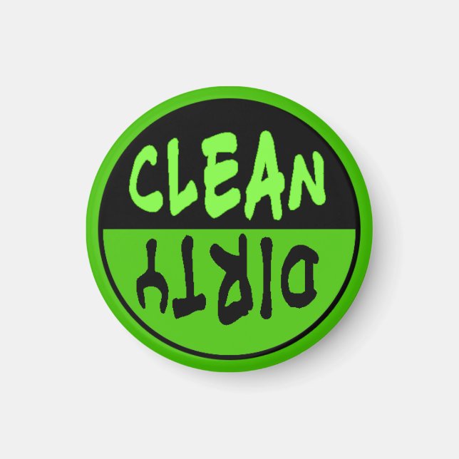 Grönt och Black Clean Dirty Magnet for Dishwasher (Framsidan)