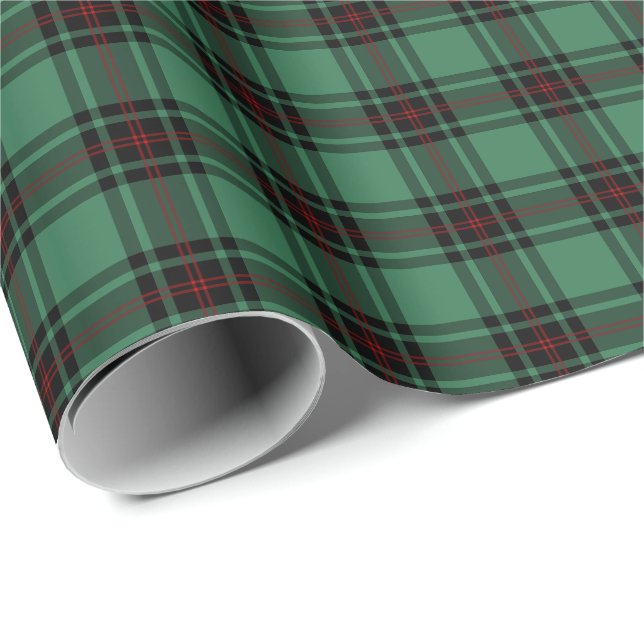 Grönt och Black Fife District Ancient Tartan Presentpapper (Rullad Hörn)