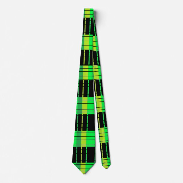 Grönt och Black Neck Tie Abstrakt Play Mönster Slips (Framsida)
