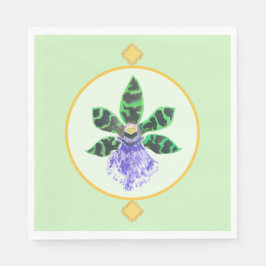 Grönt och Black Petal Orchid Pappersservett