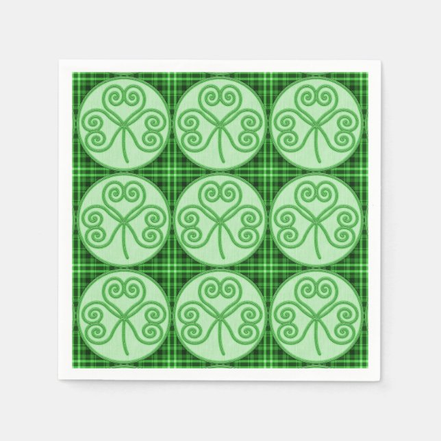 Grönt och Black Play Shamrock Mönster Napkins Pappersservett (Framsidan)