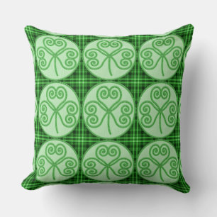Grönt och Black Play Shamrock Mönster Pillow Kudde