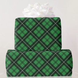 Grönt och Black Play Tartan jul Roll of Presentpapper