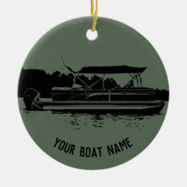 Grönt och Black Pontoon Boat Ornament