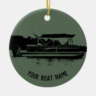 Grönt och Black Pontoon Boat Ornament