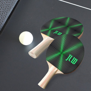 Grönt och Black Rand Techno med Initialer Pingisracket