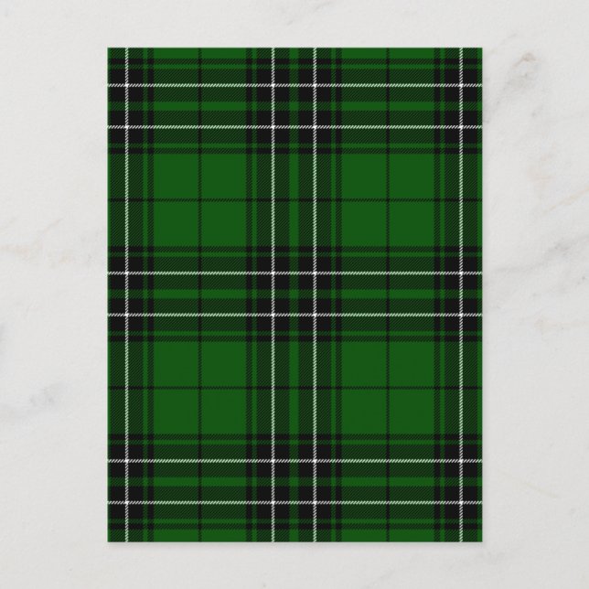 Grönt och Black Scottish Klan MacLean Tartan Vykort (Framsida)
