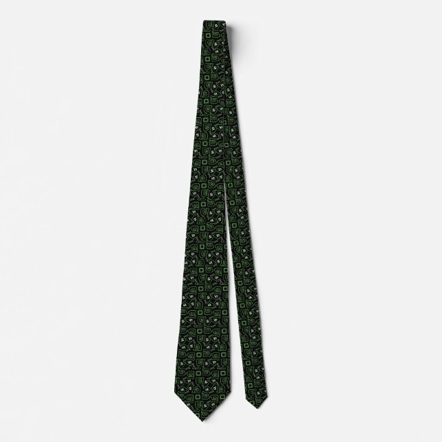 Grönt och Black Tribal Lizard Mönster Slips (Framsida)