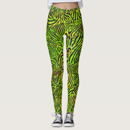 Grönt och Black Zibra Rand Leggings