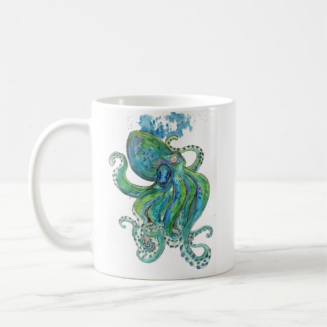 Grönt och bläckfisk kaffemugg (Vänster)