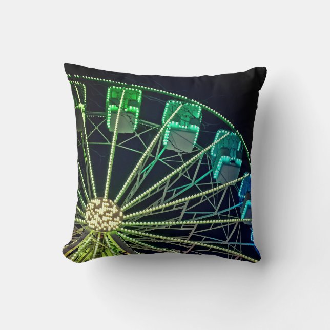 Grönt- och blåfärshjul kudde (Framsida)