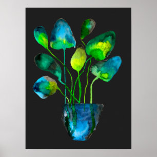 Grönt och blått abstrakt för vattenfärgsverk poster