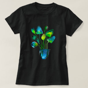 Grönt och blått abstrakt för vattenfärgsverk t shirt