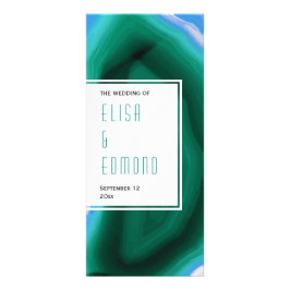 Grönt och blått agate-segment av modernt bröllopsp reklamkort