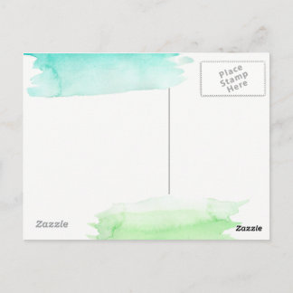 Grönt och Blått Akvarell Hej Vykort