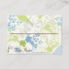 Grönt- och blått Blommigt-Bordsnummer för Bröllop Placeringskort