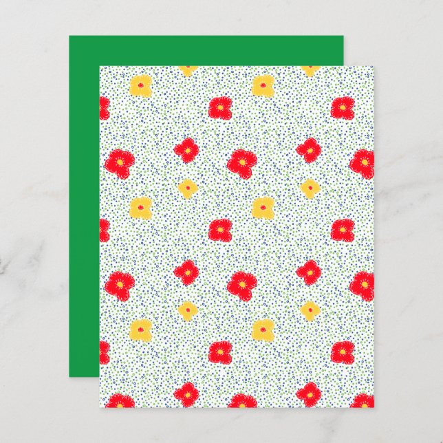 Grönt och blått cirklar och prickar scrapbookpappe (Fram/baksida)